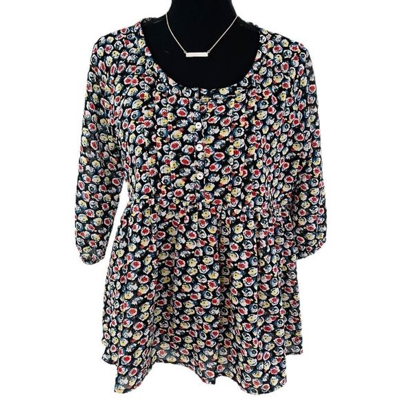 Anthropologie Tops - 2/$25 Antilia Femme Abstract floral blouse with buttons